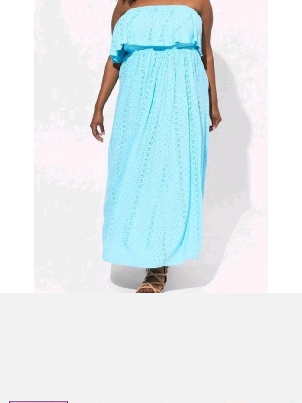 Great Condition Torrid Aqua Blue Strapless Eyelet Maxi Dress Size 5